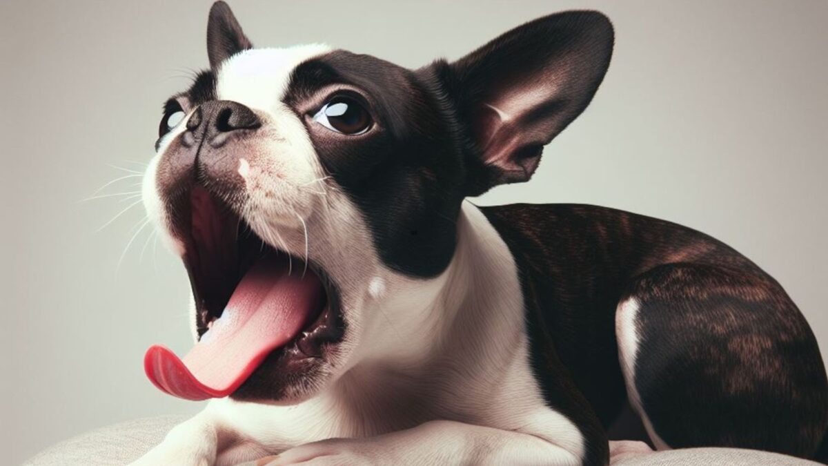 A reverse sneezing Boston Terrier